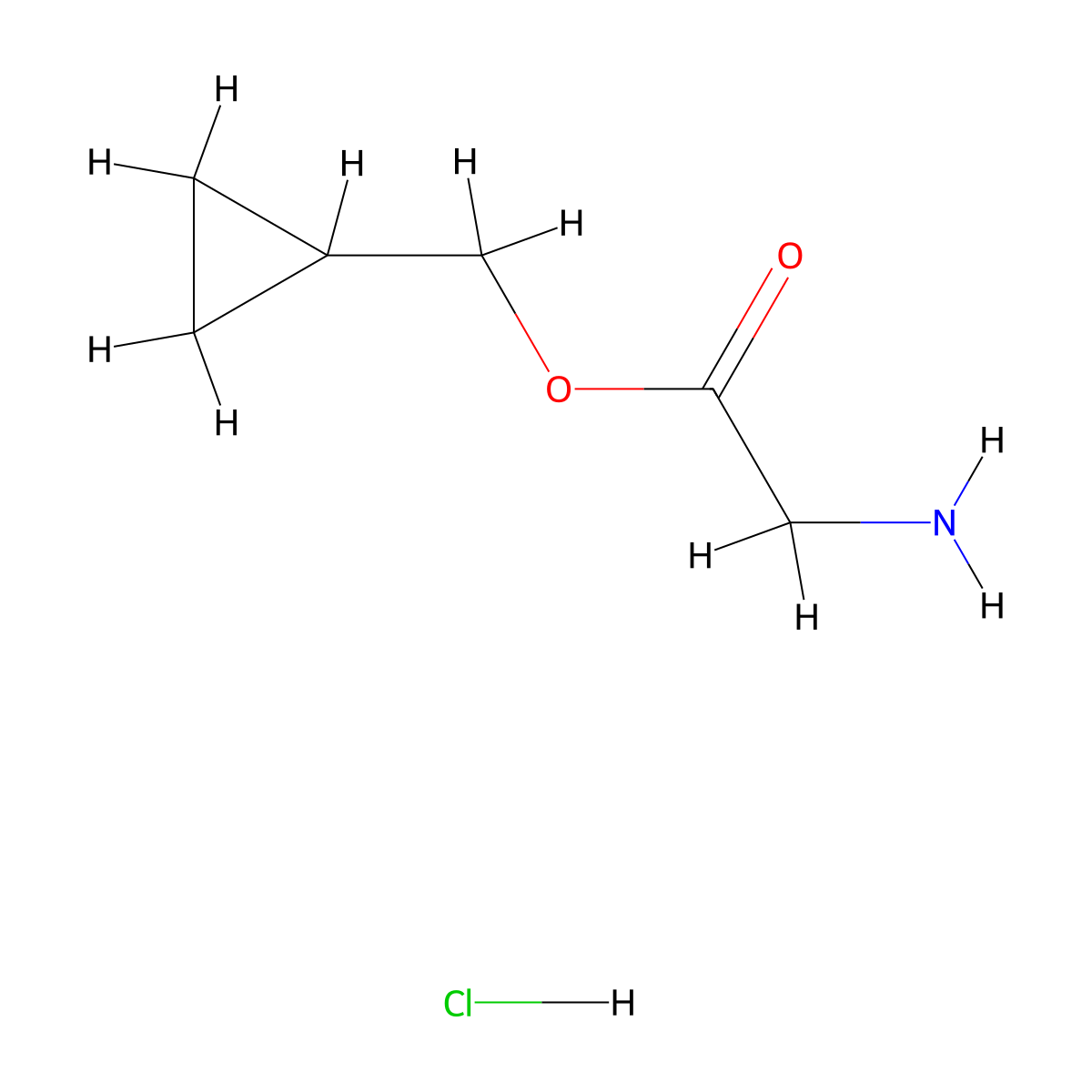 Cyclopropylmethyl 2-aminoacetate hydrochloride molecular structure, CAS 1240526-93-5