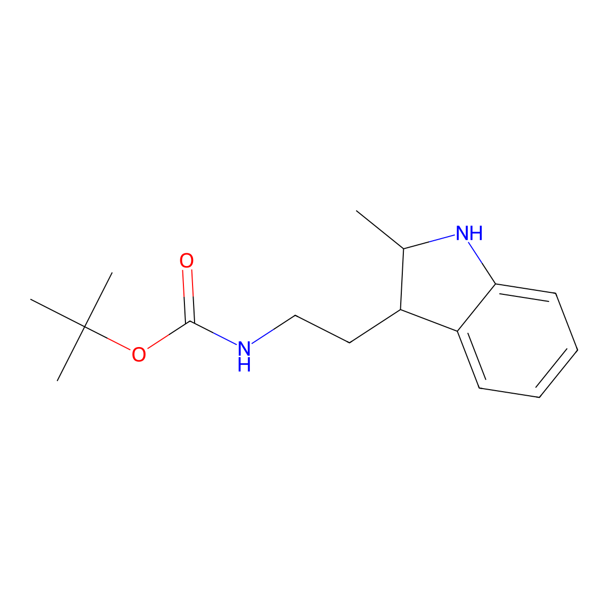 tert-butyl N-[2-(2-methyl-2,3-dihydro-1H-indol-3-yl)ethyl]carbamate molecular structure, CAS 1240527-00-7