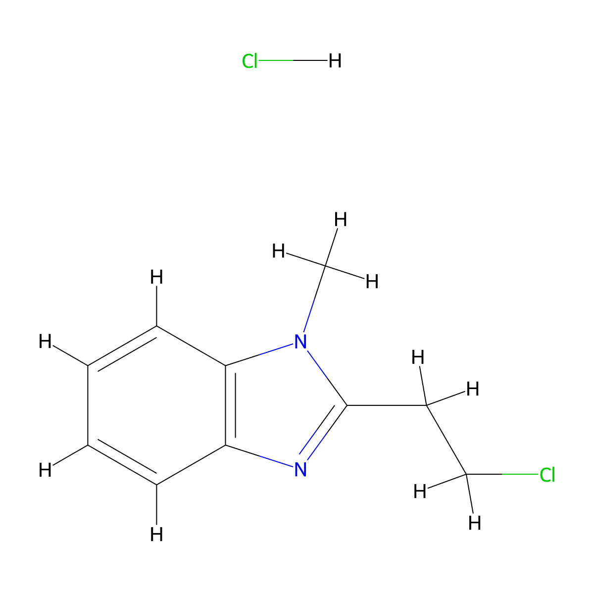 2-(2-chloroethyl)-1-methyl-1H-1,3-benzodiazole hydrochloride molecular structure, CAS 1240527-05-2