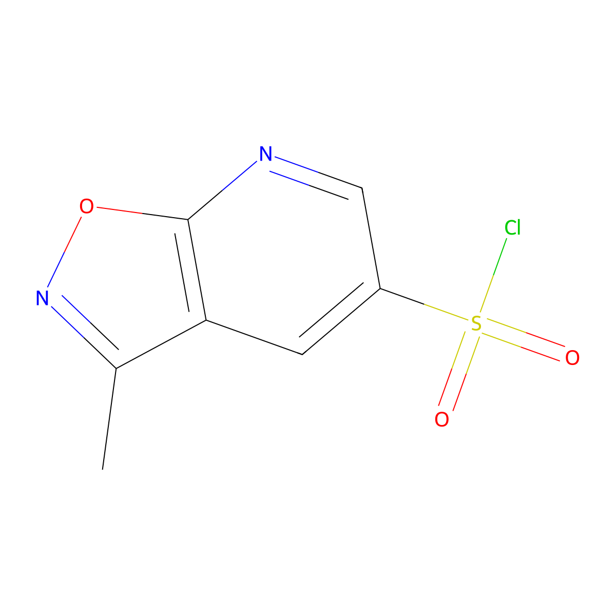 3-Methyl-(1,2)oxazolo(5,4-b)pyridine-5-sulfonyl chloride molecular structure, CAS 1240527-07-4