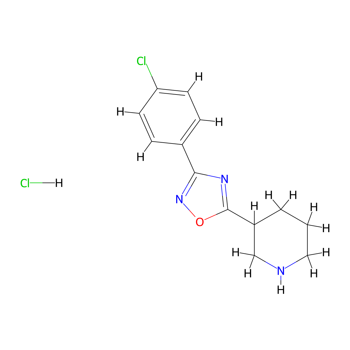 3-(3-(4-Chlorophenyl)-1,2,4-oxadiazol-5-yl)piperidine hydrochloride molecular structure, CAS 1240527-11-0