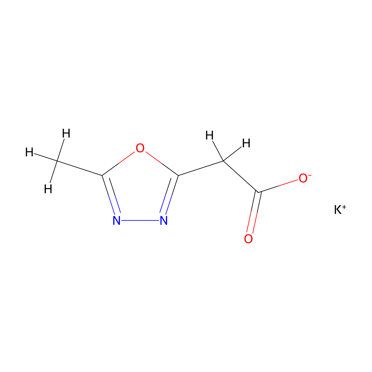 Potassium 2-(5-methyl-1,3,4-oxadiazol-2-yl)acetate molecular structure, CAS 1240527-13-2