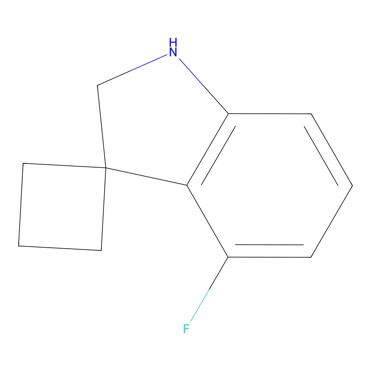 4'-Fluoro-1',2'-dihydrospiro[cyclobutane-1,3'-indole] molecular structure, CAS 1240527-22-3