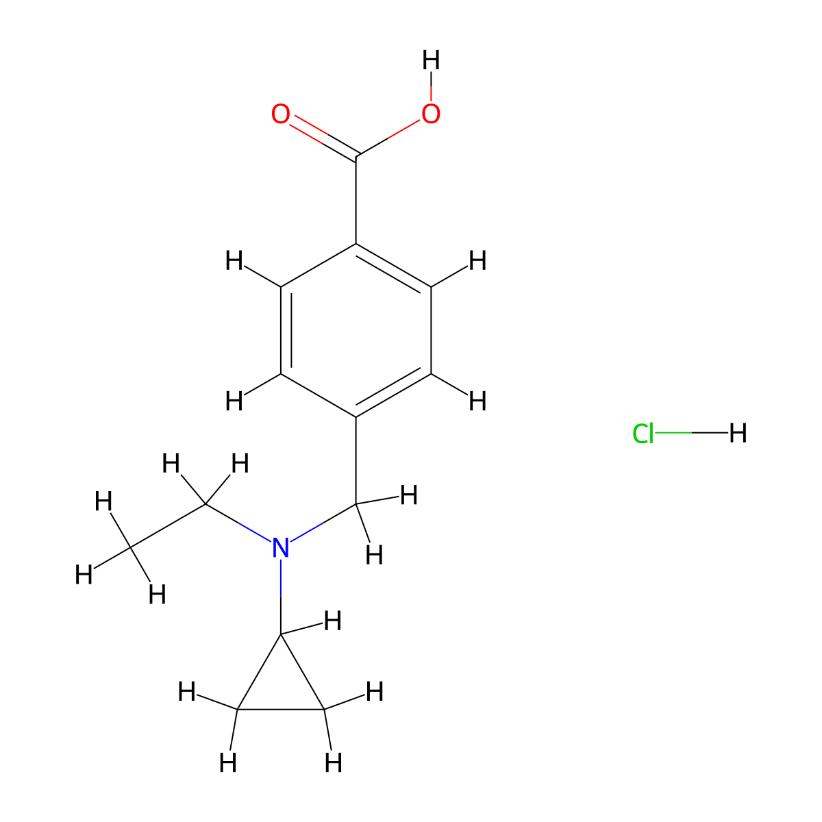 4-{[Cyclopropyl(ethyl)amino]methyl}benzoic acid hydrochloride molecular structure, CAS 1240527-23-4