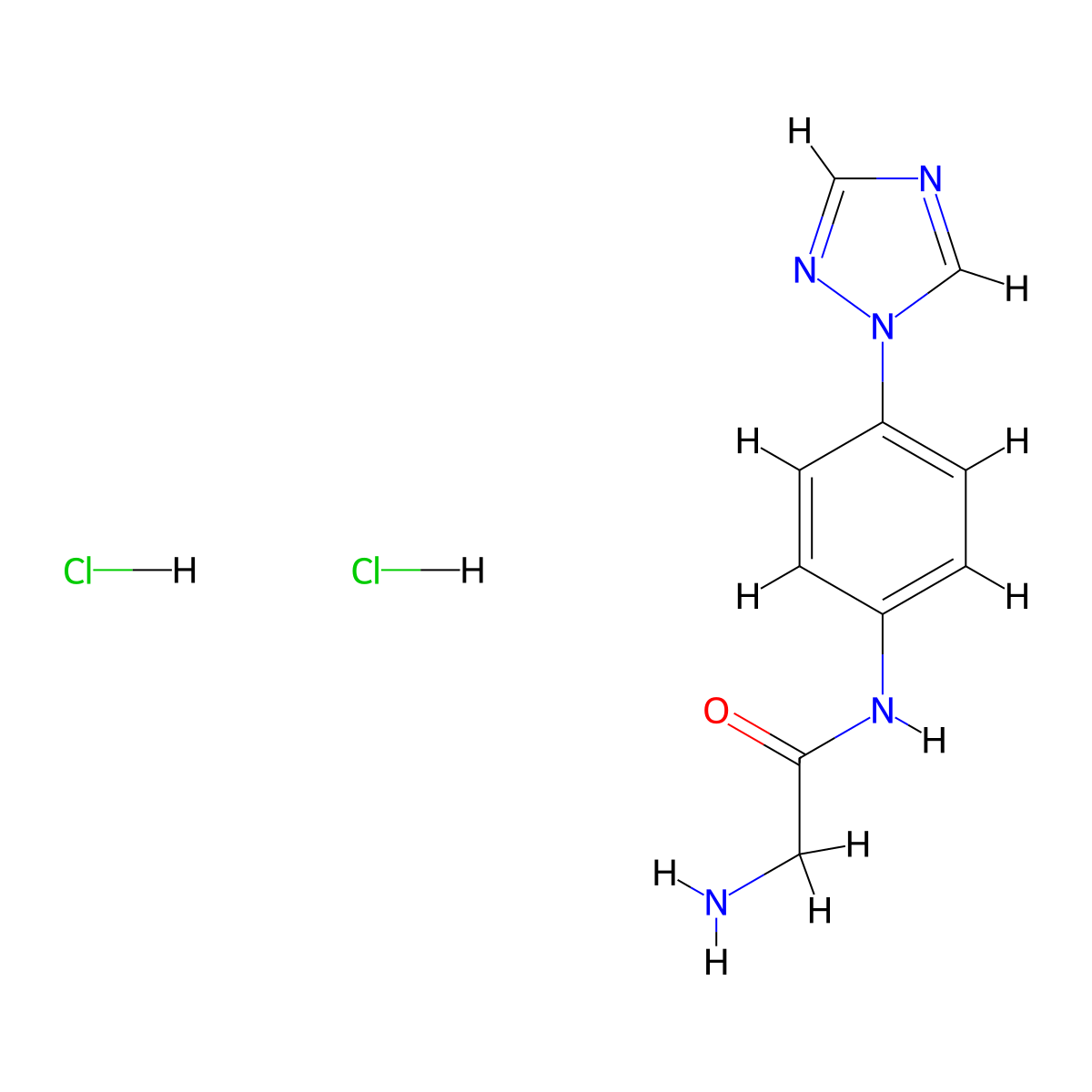 2-amino-N-[4-(1H-1,2,4-triazol-1-yl)phenyl]acetamide dihydrochloride molecular structure, CAS 1240527-29-0
