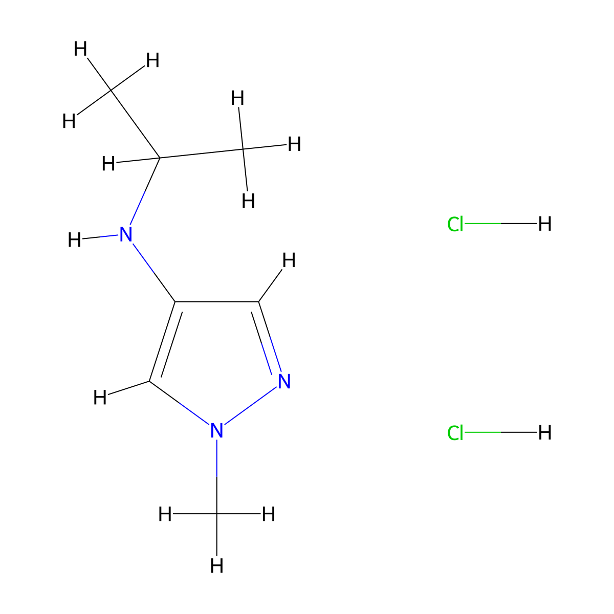 1-methyl-N-(propan-2-yl)-1H-pyrazol-4-amine dihydrochloride molecular structure, CAS 1240527-30-3