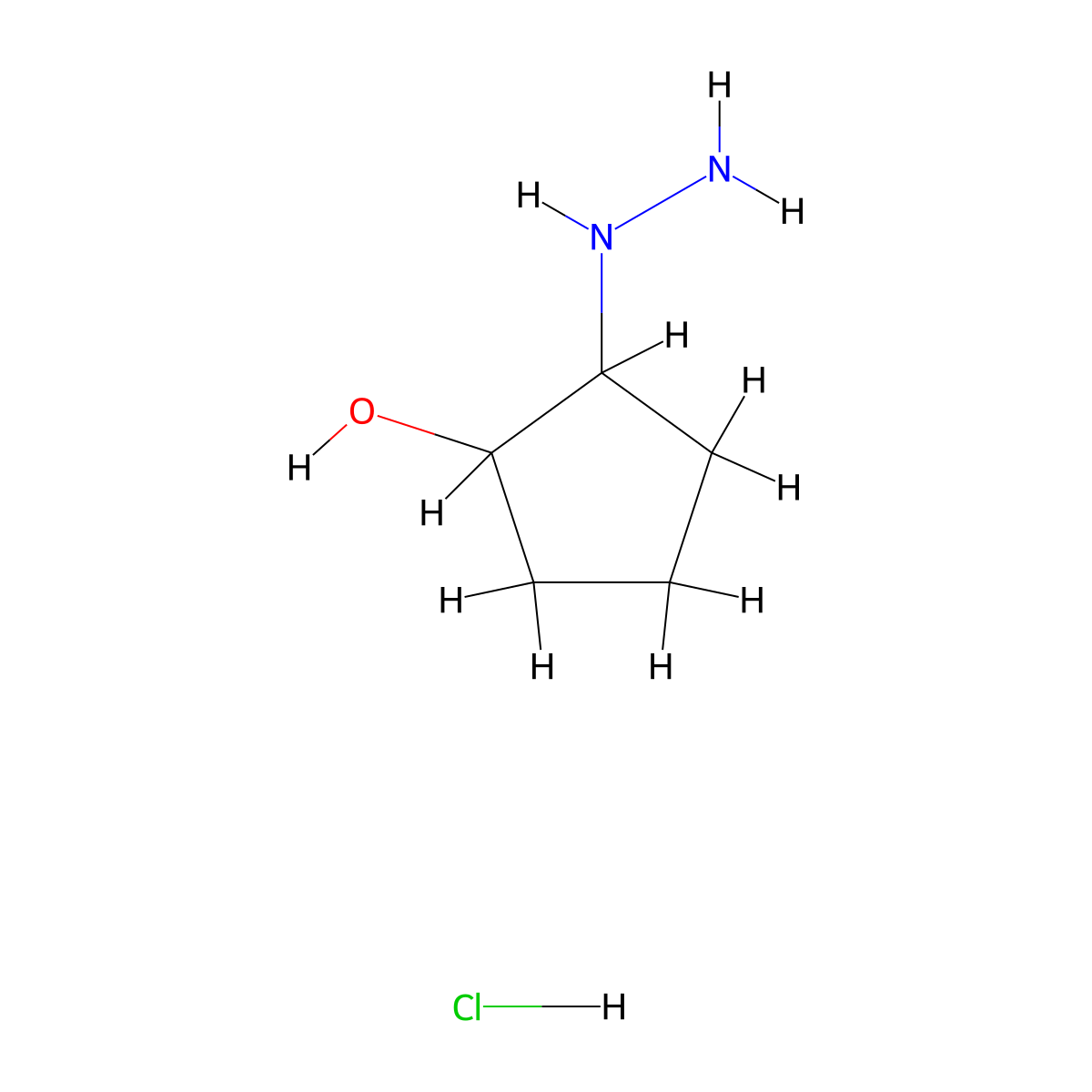 2-Hydrazinylcyclopentan-1-ol hydrochloride molecular structure, CAS 1240527-37-0