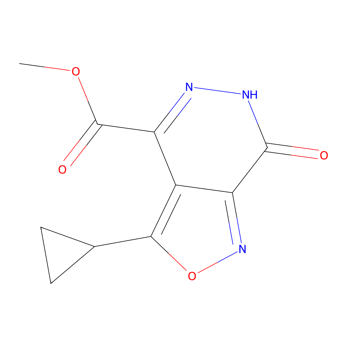 methyl 3-cyclopropyl-7-oxo-6H,7H-[1,2]oxazolo[3,4-d]pyridazine-4-carboxylate molecular structure, CAS 1240527-42-7