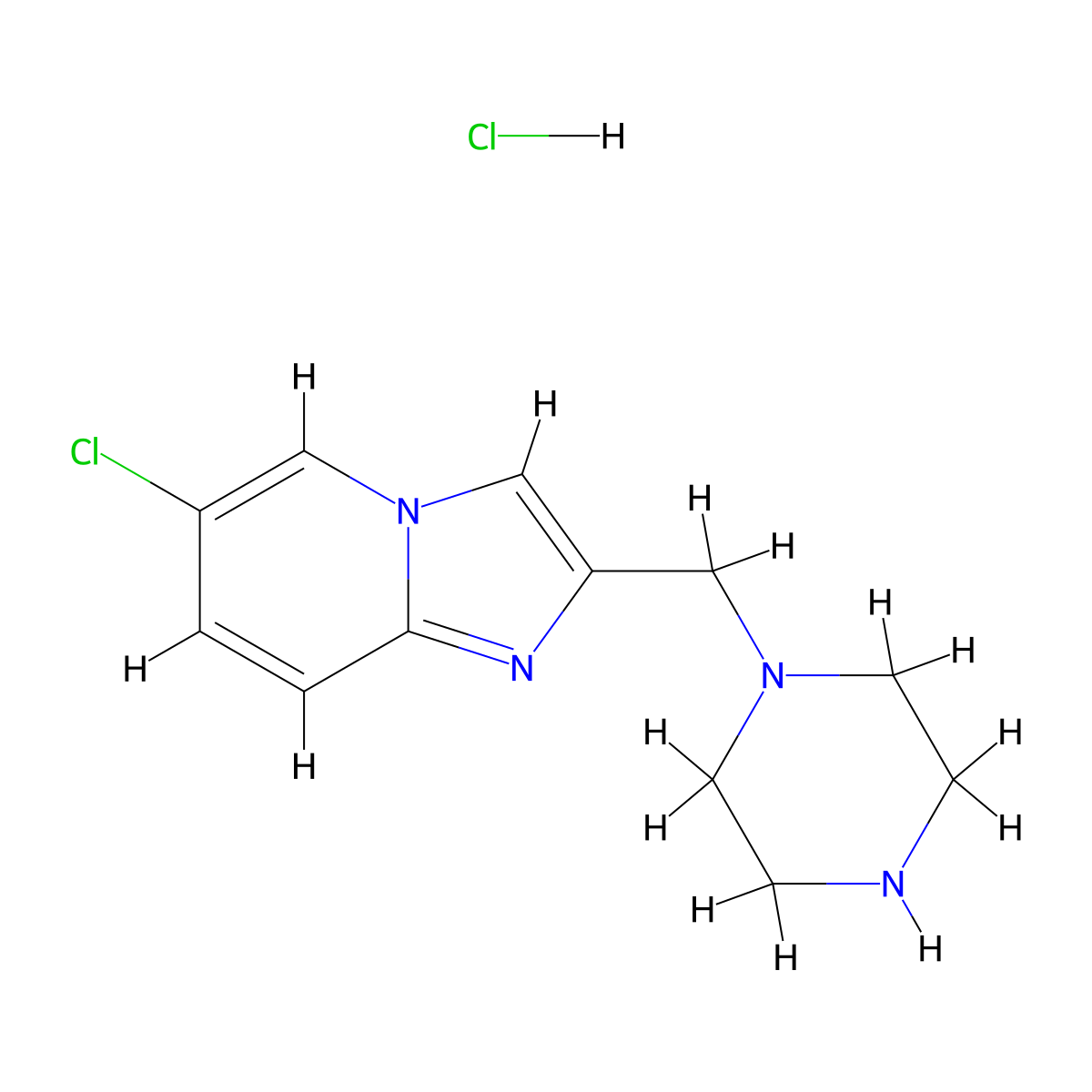 1-({6-Chloroimidazo[1,2-a]pyridin-2-yl}methyl)piperazine hydrochloride molecular structure, CAS 1240527-45-0