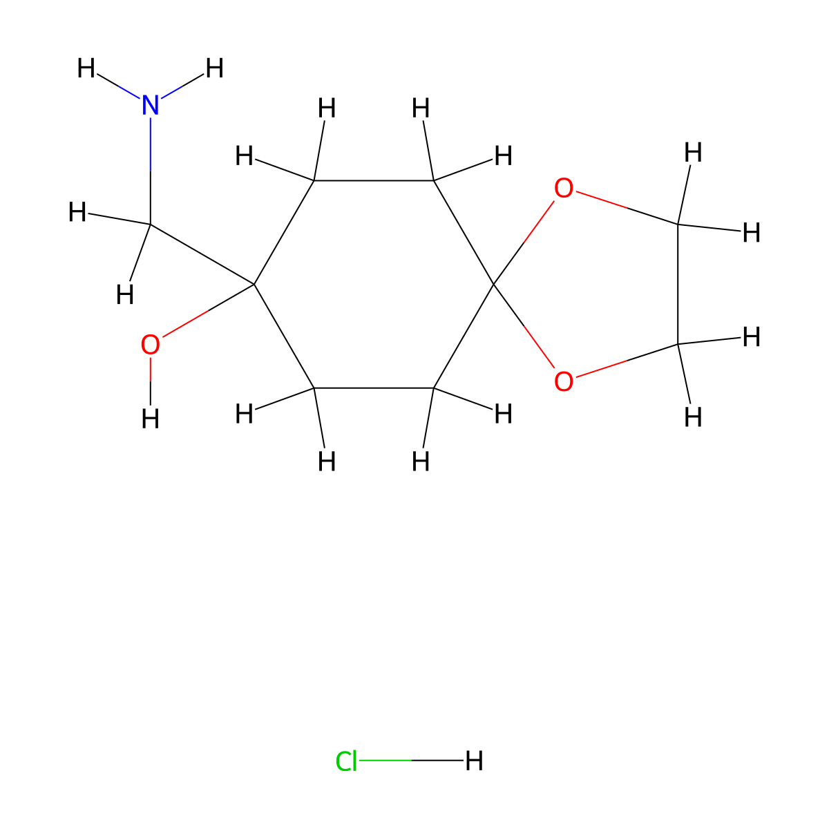 8-(Aminomethyl)-1,4-dioxaspiro[4.5]decan-8-ol hydrochloride molecular structure, CAS 1240527-50-7