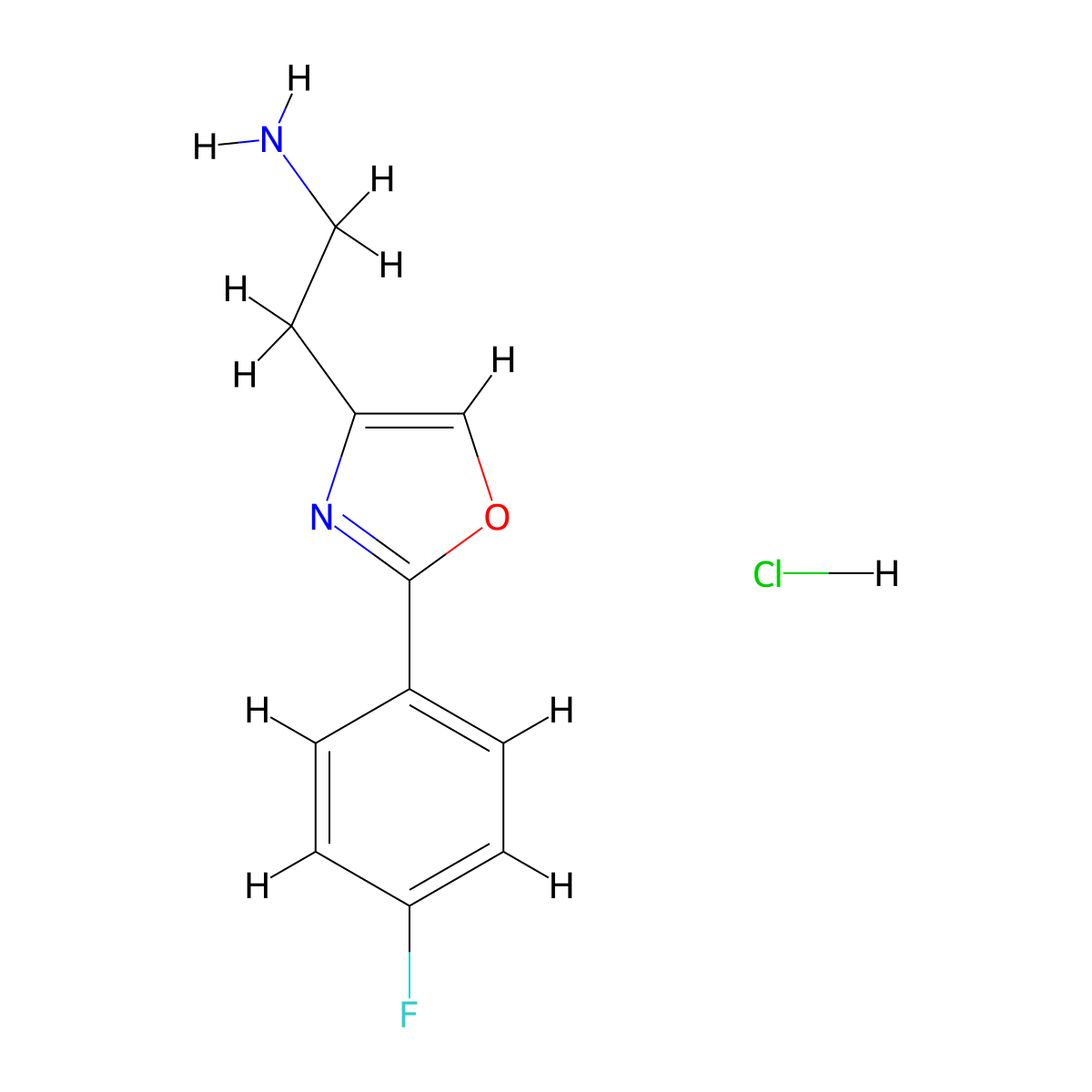2-[2-(4-Fluorophenyl)-1,3-oxazol-4-yl]ethan-1-amine hydrochloride molecular structure, CAS 1240527-56-3