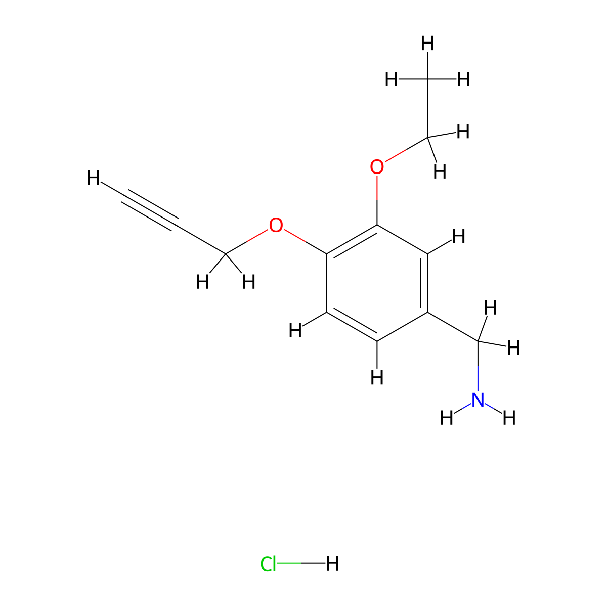 [3-Ethoxy-4-(prop-2-yn-1-yloxy)phenyl]methanamine hydrochloride molecular structure, CAS 1240527-59-6