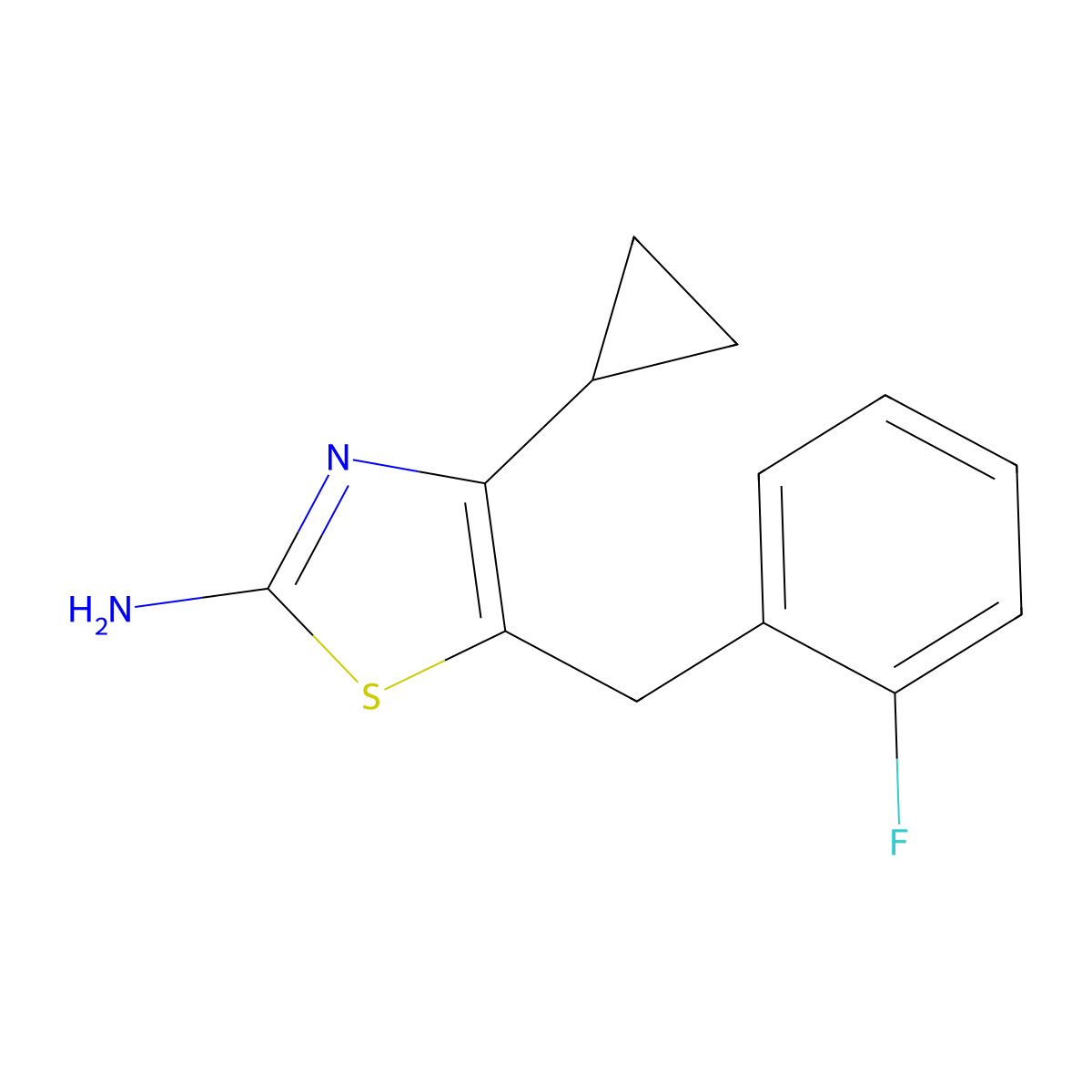 4-Cyclopropyl-5-[(2-fluorophenyl)methyl]-1,3-thiazol-2-amine molecular structure, CAS 1240527-61-0