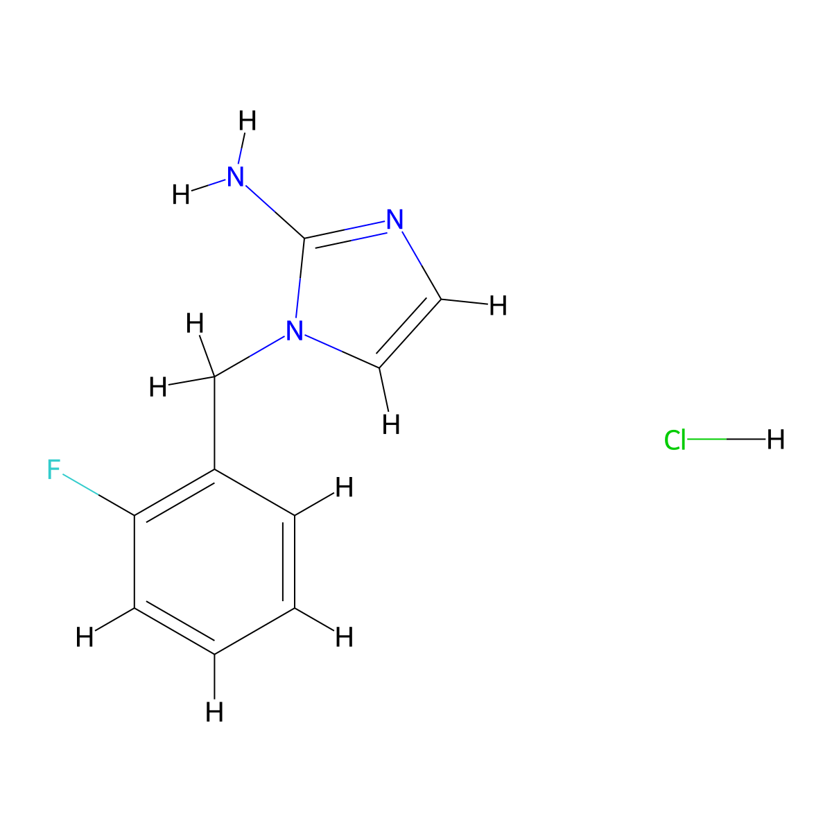1-[(2-fluorophenyl)methyl]-1H-imidazol-2-amine hydrochloride molecular structure, CAS 1240527-63-2