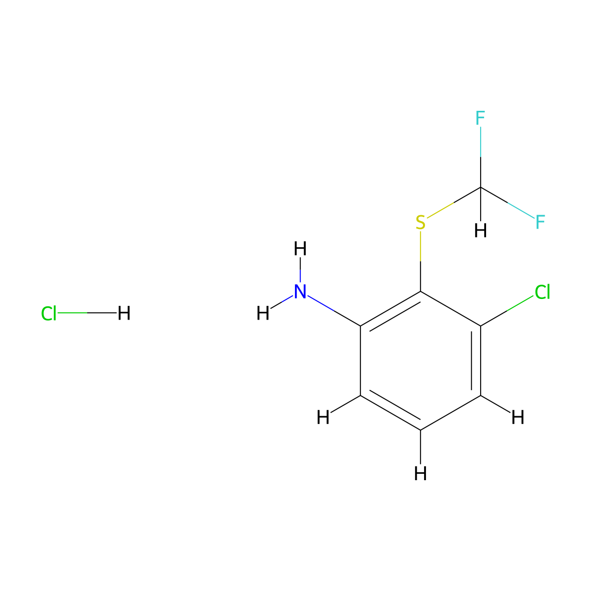 3-Chloro-2-[(difluoromethyl)sulfanyl]aniline hydrochloride molecular structure, CAS 1240527-68-7