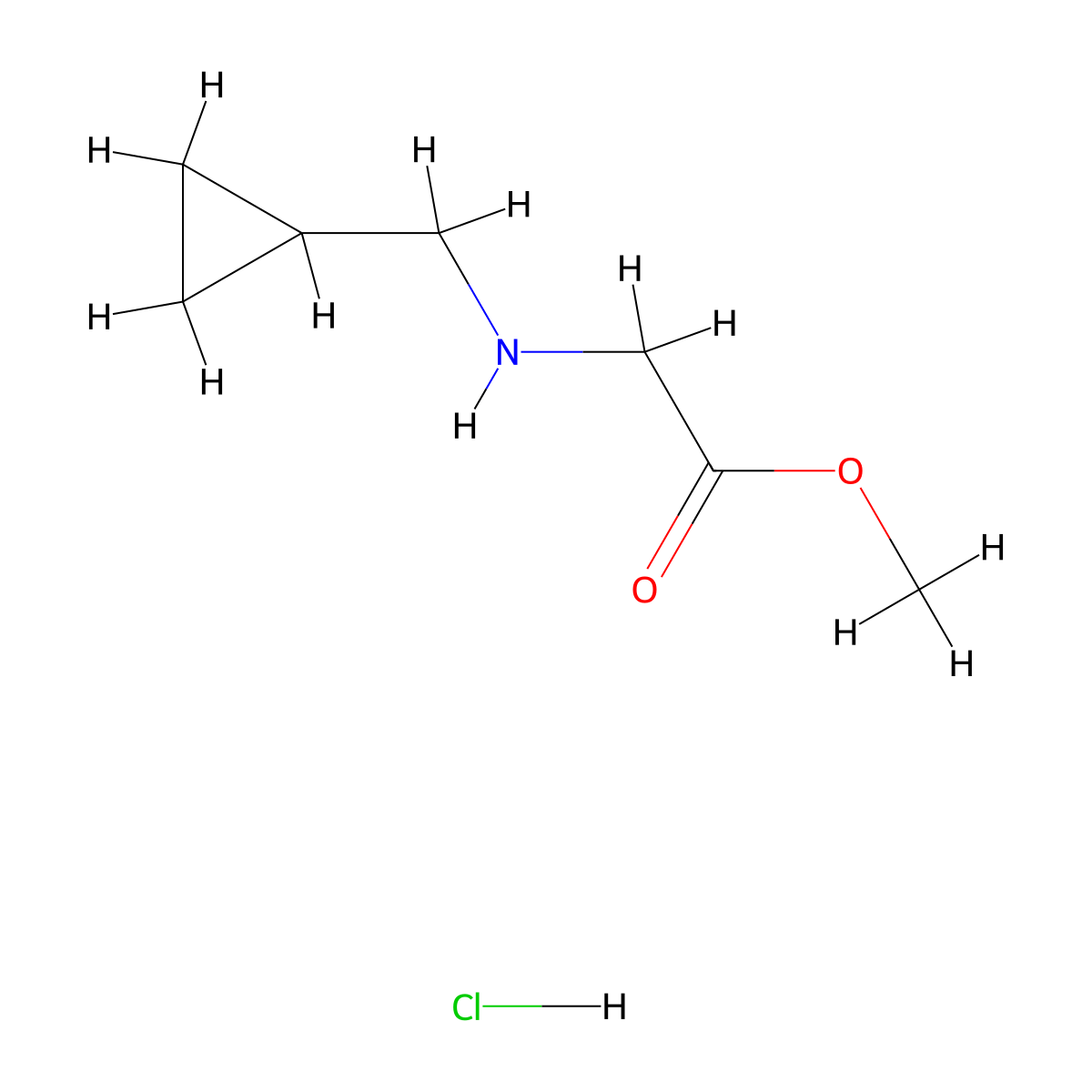 Methyl 2-[(cyclopropylmethyl)amino]acetate hydrochloride molecular structure, CAS 1240527-69-8
