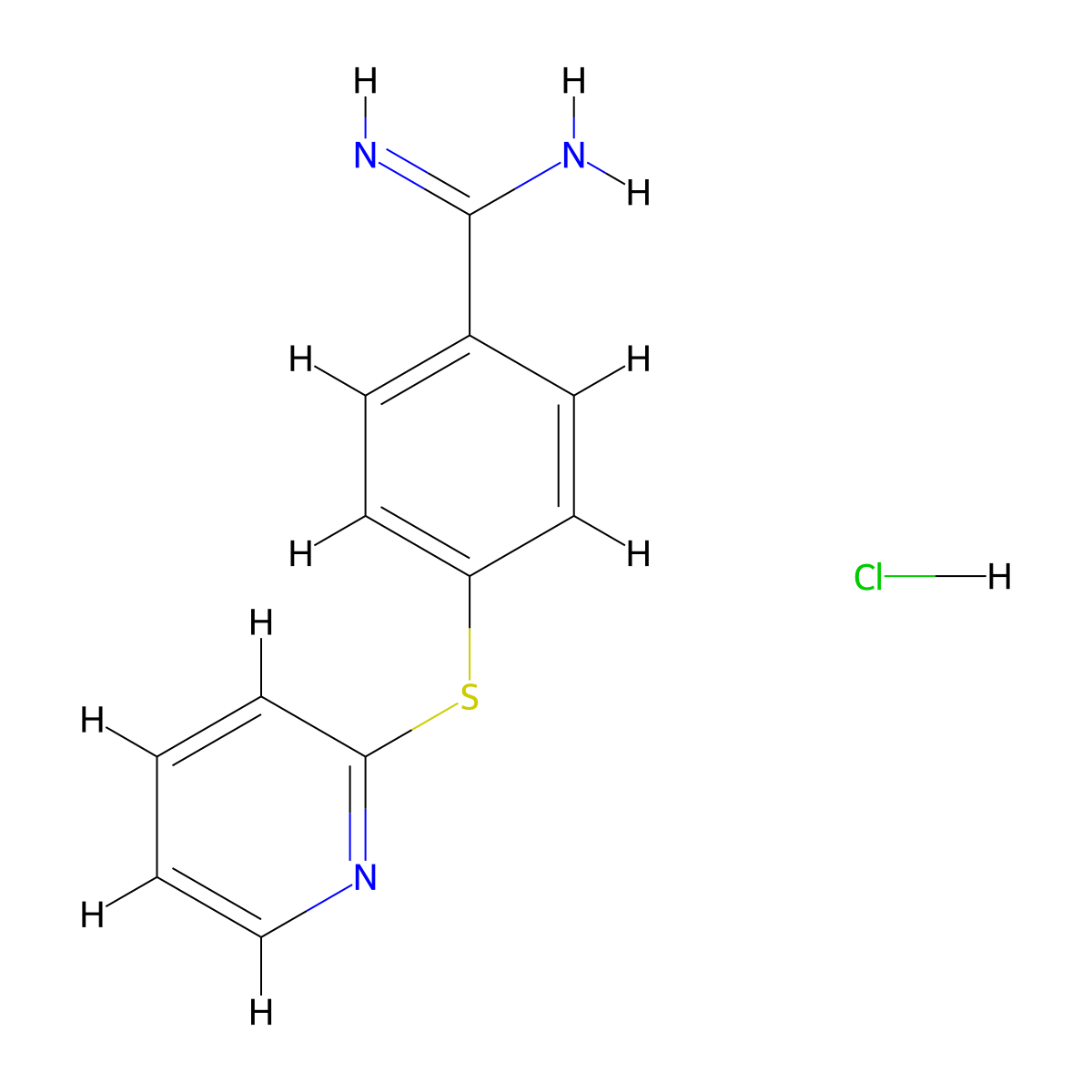 4-(Pyridin-2-ylsulfanyl)benzene-1-carboximidamide hydrochloride molecular structure, CAS 1240527-72-3