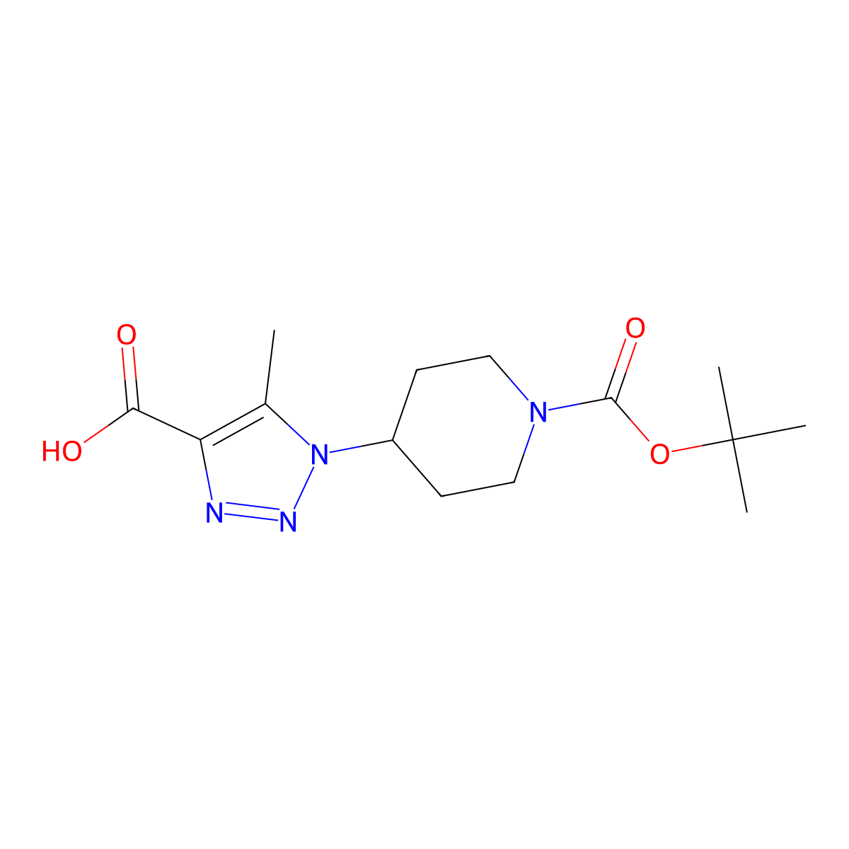 1-(1,1-Dimethylethyl) 4-(4-carboxy-5-methyl-1H-1,2,3-triazol-1-yl)-1-piperidinecarboxylate molecular structure, CAS 1240527-75-6