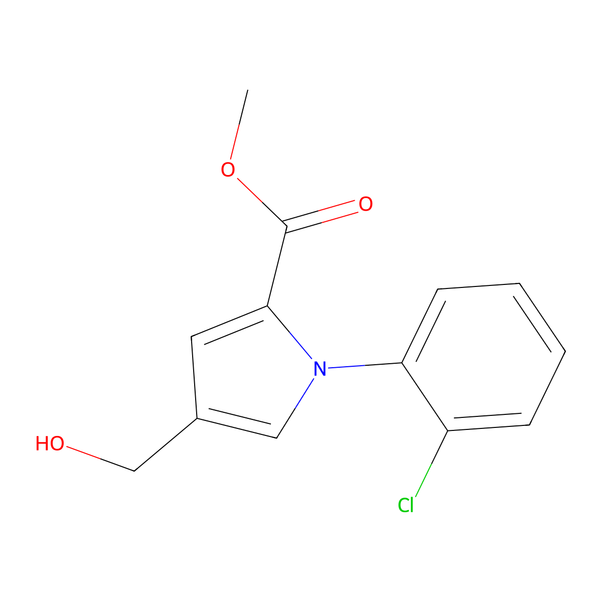 methyl 1-(2-chlorophenyl)-4-(hydroxymethyl)-1H-pyrrole-2-carboxylate molecular structure, CAS 1240527-85-8