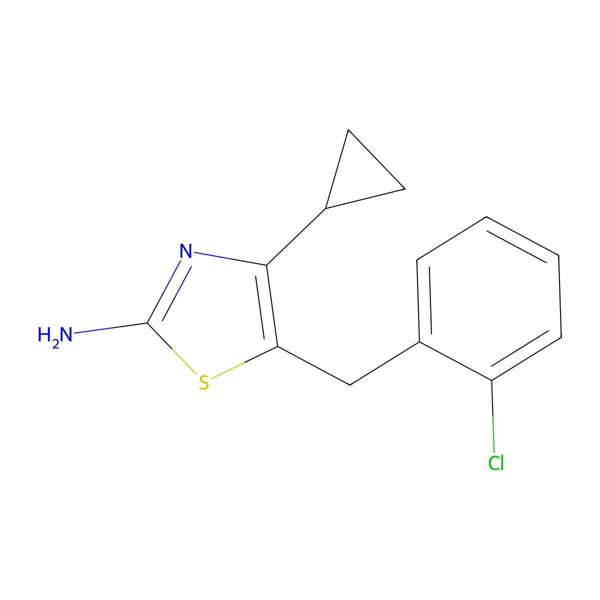 5-[(2-Chlorophenyl)methyl]-4-cyclopropyl-2-thiazolamine molecular structure, CAS 1240527-91-6