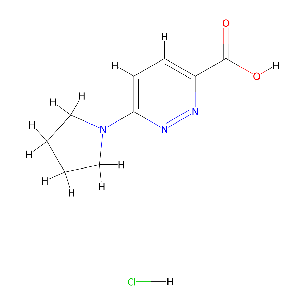 6-(Pyrrolidin-1-yl)pyridazine-3-carboxylic acid hydrochloride molecular structure, CAS 1240527-98-3