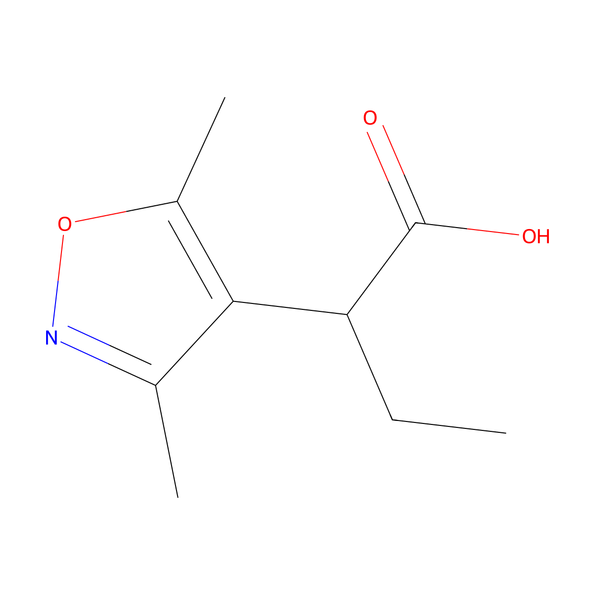 2-(Dimethyl-1,2-oxazol-4-yl)butanoic acid molecular structure, CAS 1240528-03-3