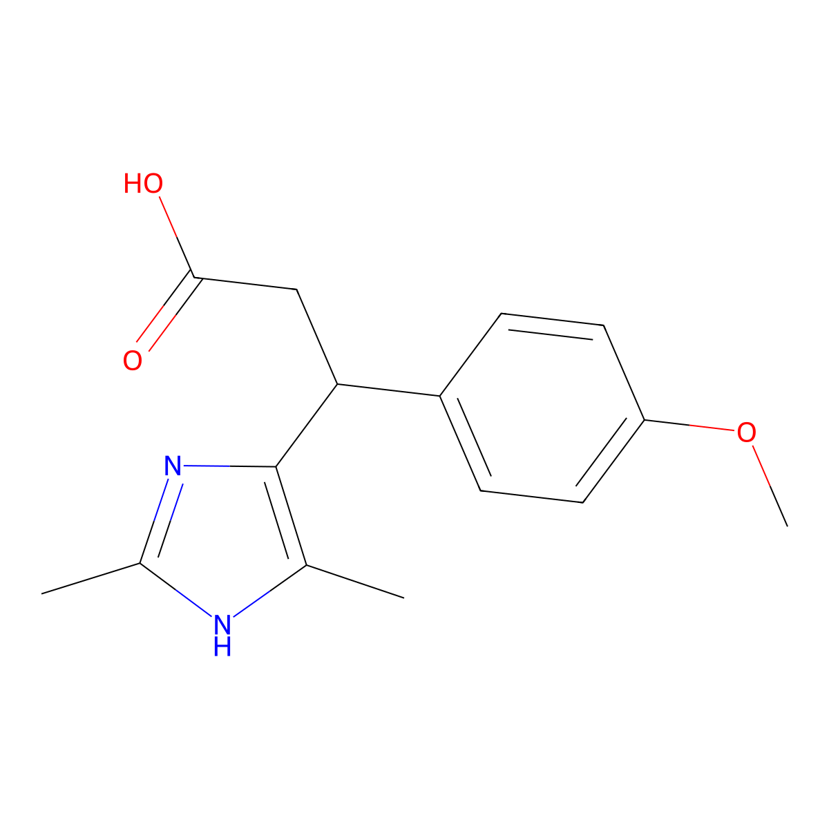 3-(2,5-dimethyl-1H-imidazol-4-yl)-3-(4-methoxyphenyl)propanoic acid molecular structure, CAS 1240528-09-9