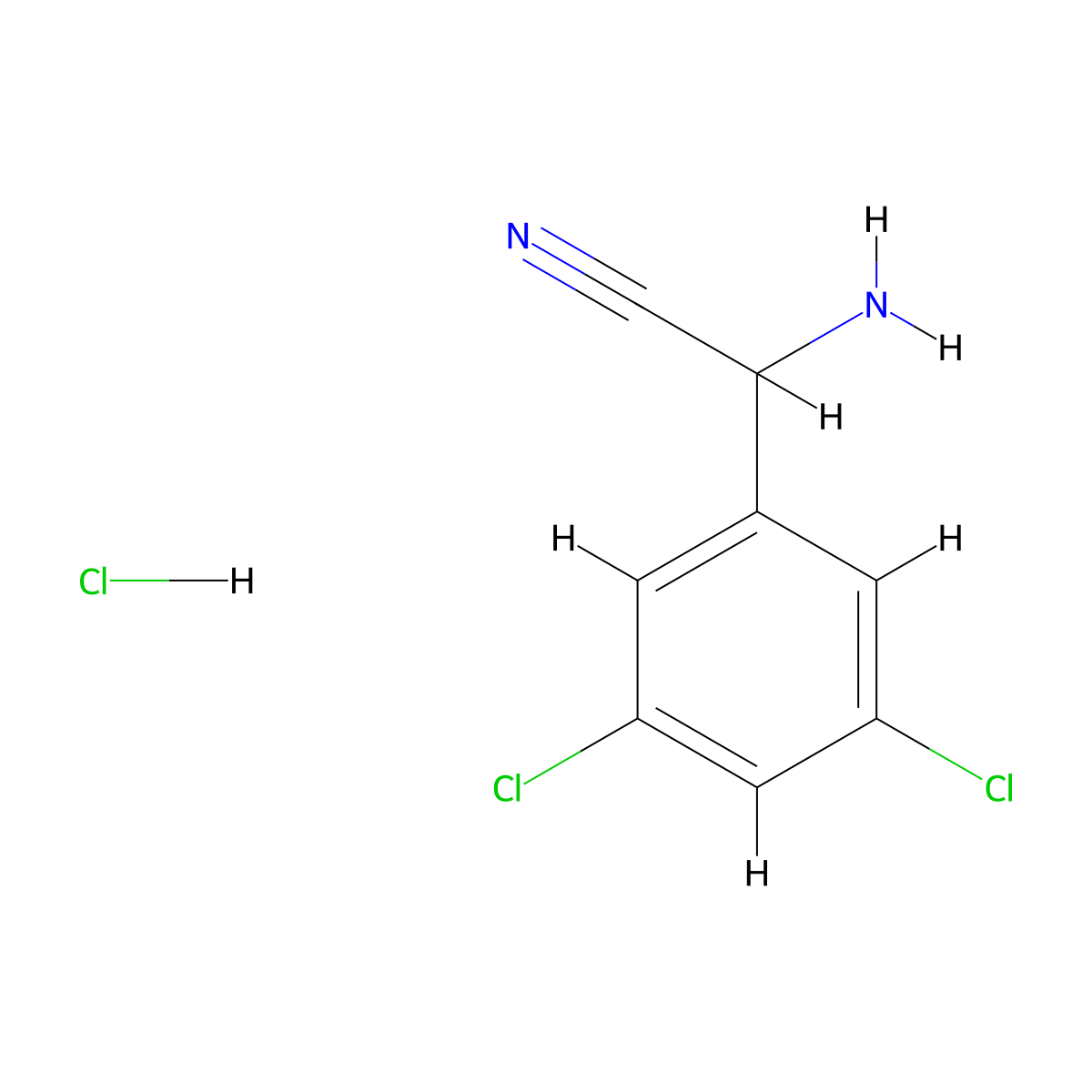 2-Amino-2-(3,5-dichlorophenyl)acetonitrile hydrochloride molecular structure, CAS 1240528-10-2