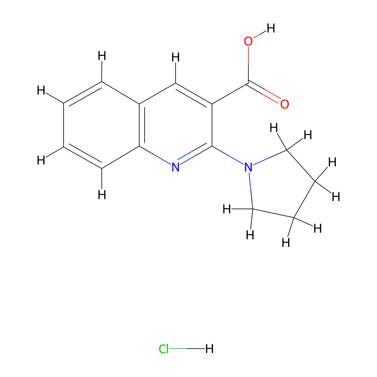2-(Pyrrolidin-1-yl)quinoline-3-carboxylic acid hydrochloride molecular structure, CAS 1240528-11-3