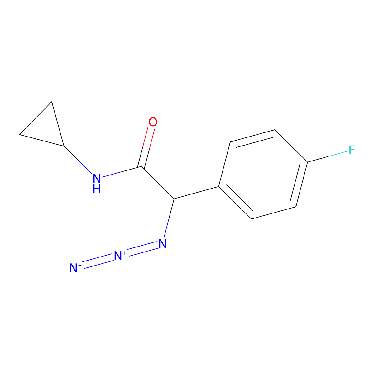 2-azido-N-cyclopropyl-2-(4-fluorophenyl)acetamide molecular structure, CAS 1240528-20-4
