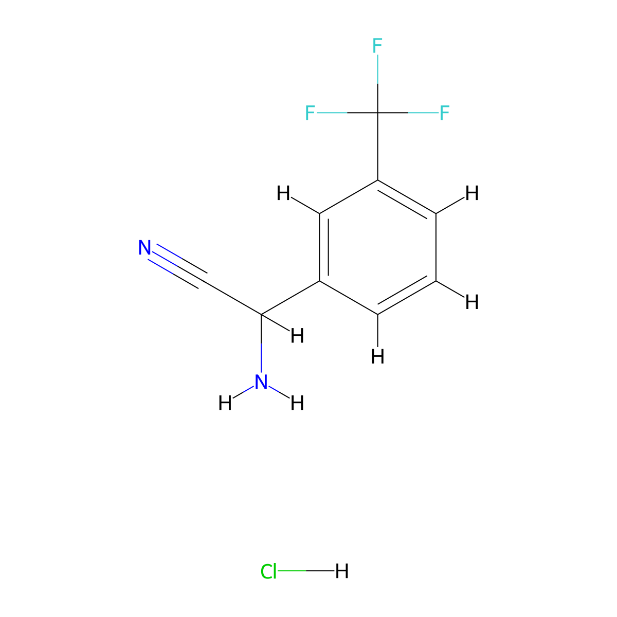 2-Amino-2-(3-(trifluoromethyl)phenyl)acetonitrile hydrochloride molecular structure, CAS 1240528-22-6