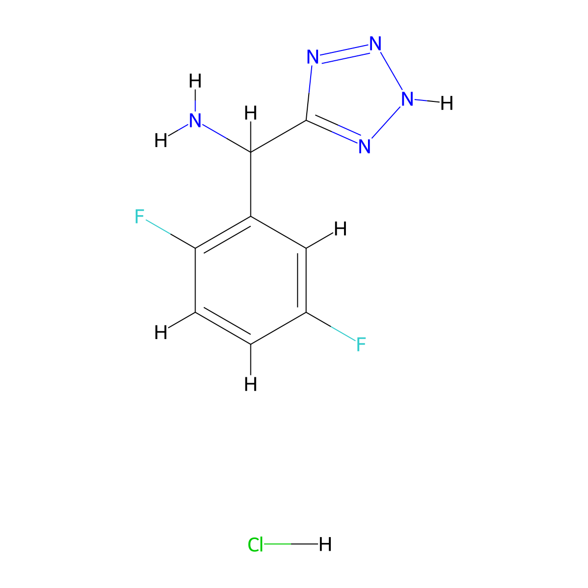 (2,5-difluorophenyl)(1H-1,2,3,4-tetrazol-5-yl)methanamine hydrochloride molecular structure, CAS 1240528-28-2