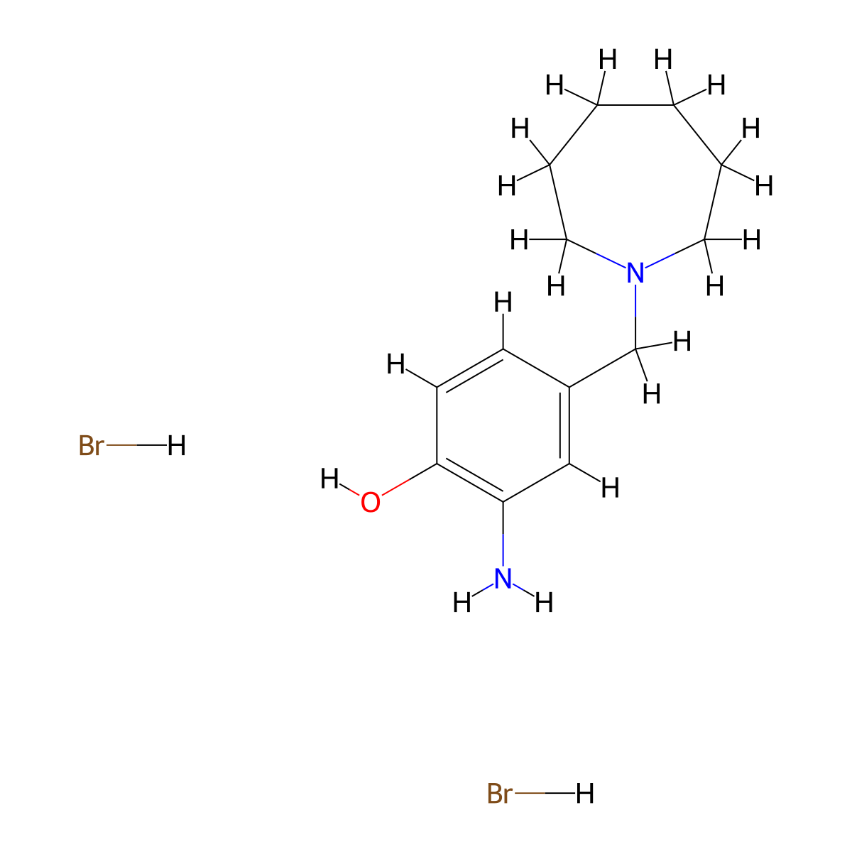 2-Amino-4-(azepan-1-ylmethyl)phenol dihydrobromide molecular structure, CAS 1240528-30-6