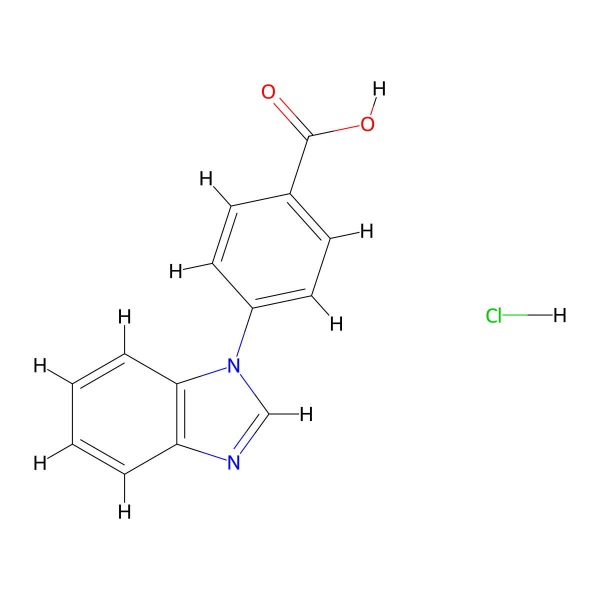 4-(1H-1,3-benzodiazol-1-yl)benzoic acid hydrochloride molecular structure, CAS 1240528-32-8