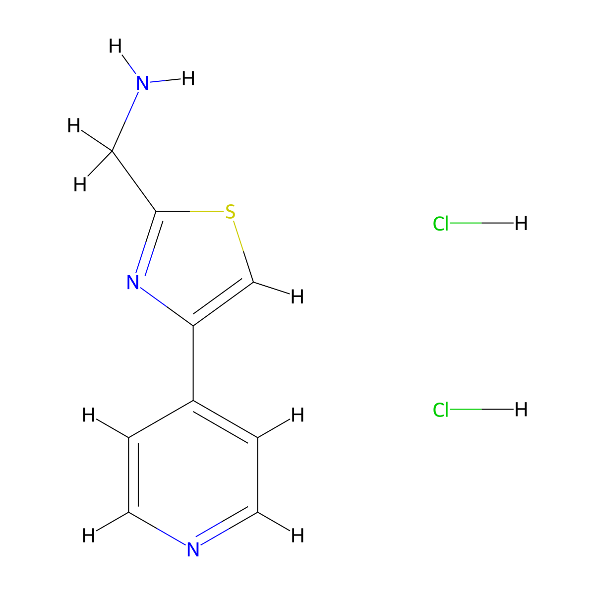 1-[4-(Pyridin-4-yl)-1,3-thiazol-2-yl]methanamine dihydrochloride molecular structure, CAS 1240528-34-0