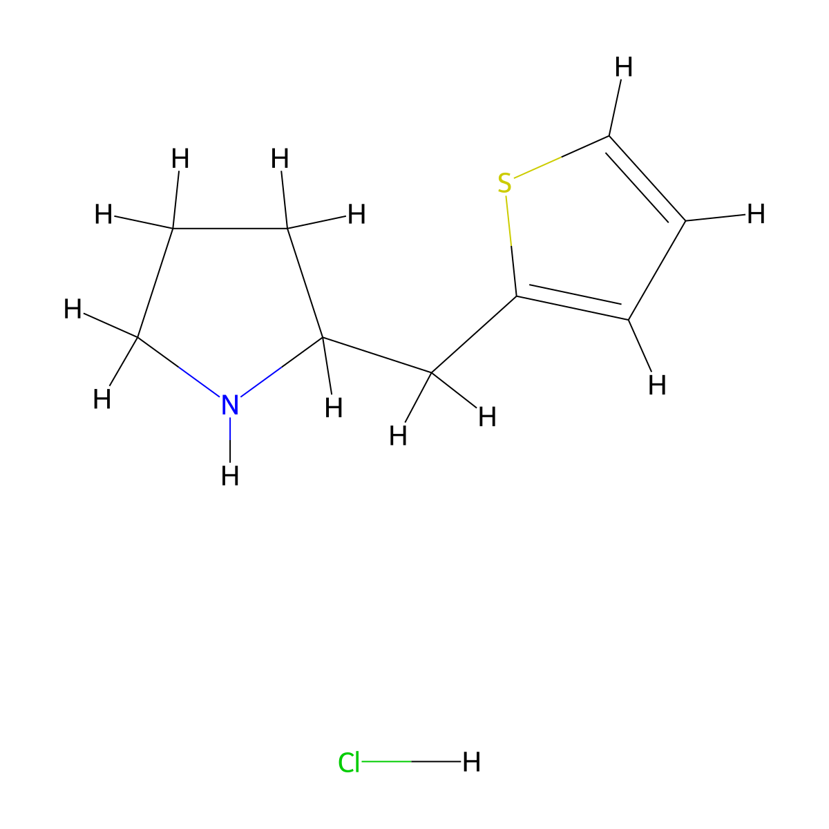 2-(Thiophen-2-ylmethyl)pyrrolidine hydrochloride molecular structure, CAS 1240528-39-5