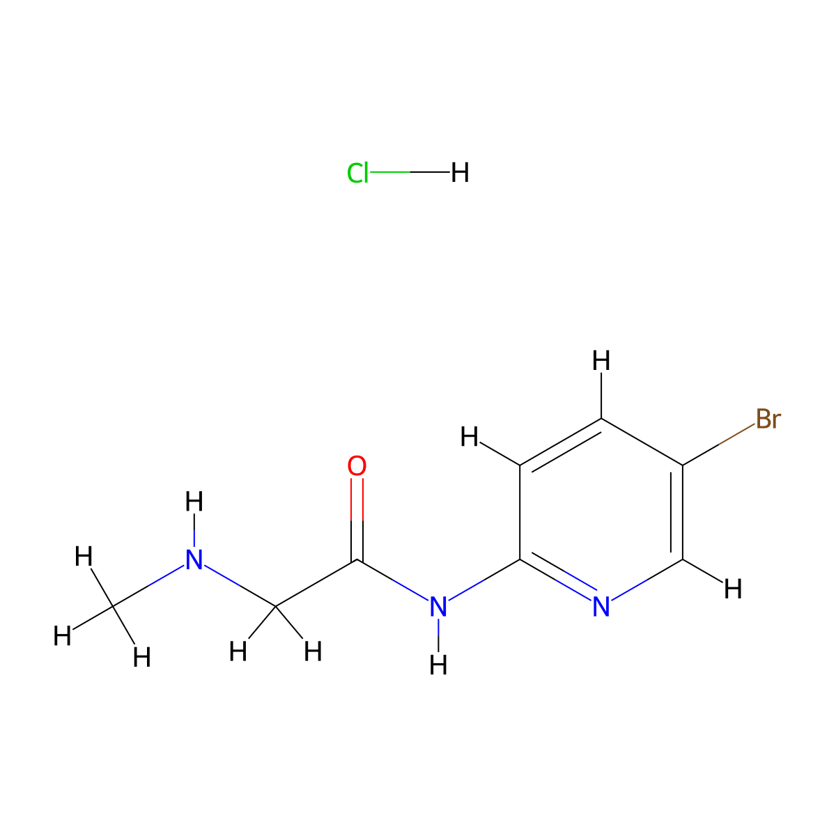 N-(5-bromopyridin-2-yl)-2-(methylamino)acetamide hydrochloride molecular structure, CAS 1240528-42-0