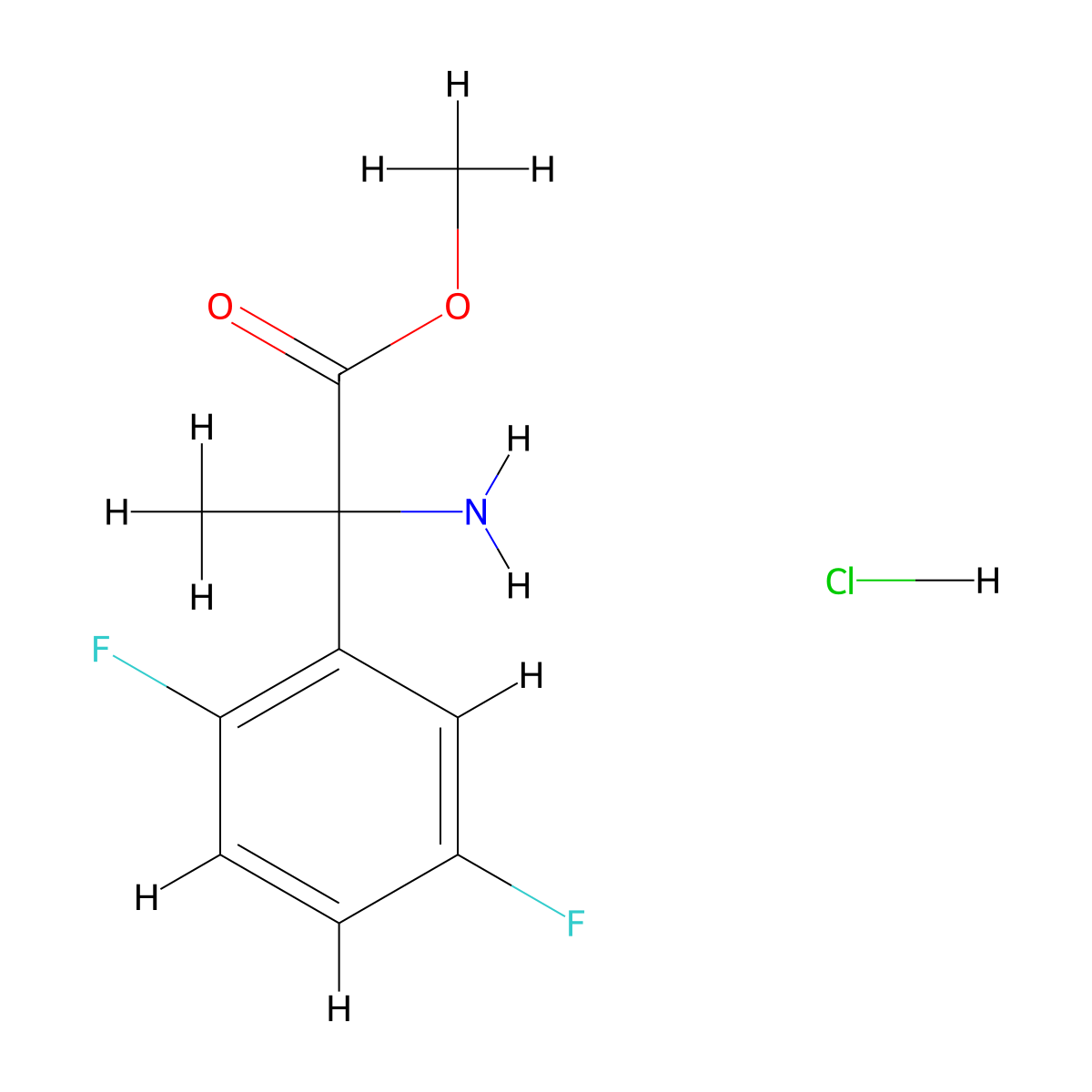Methyl 2-amino-2-(2,5-difluorophenyl)propanoate hydrochloride molecular structure, CAS 1240528-51-1