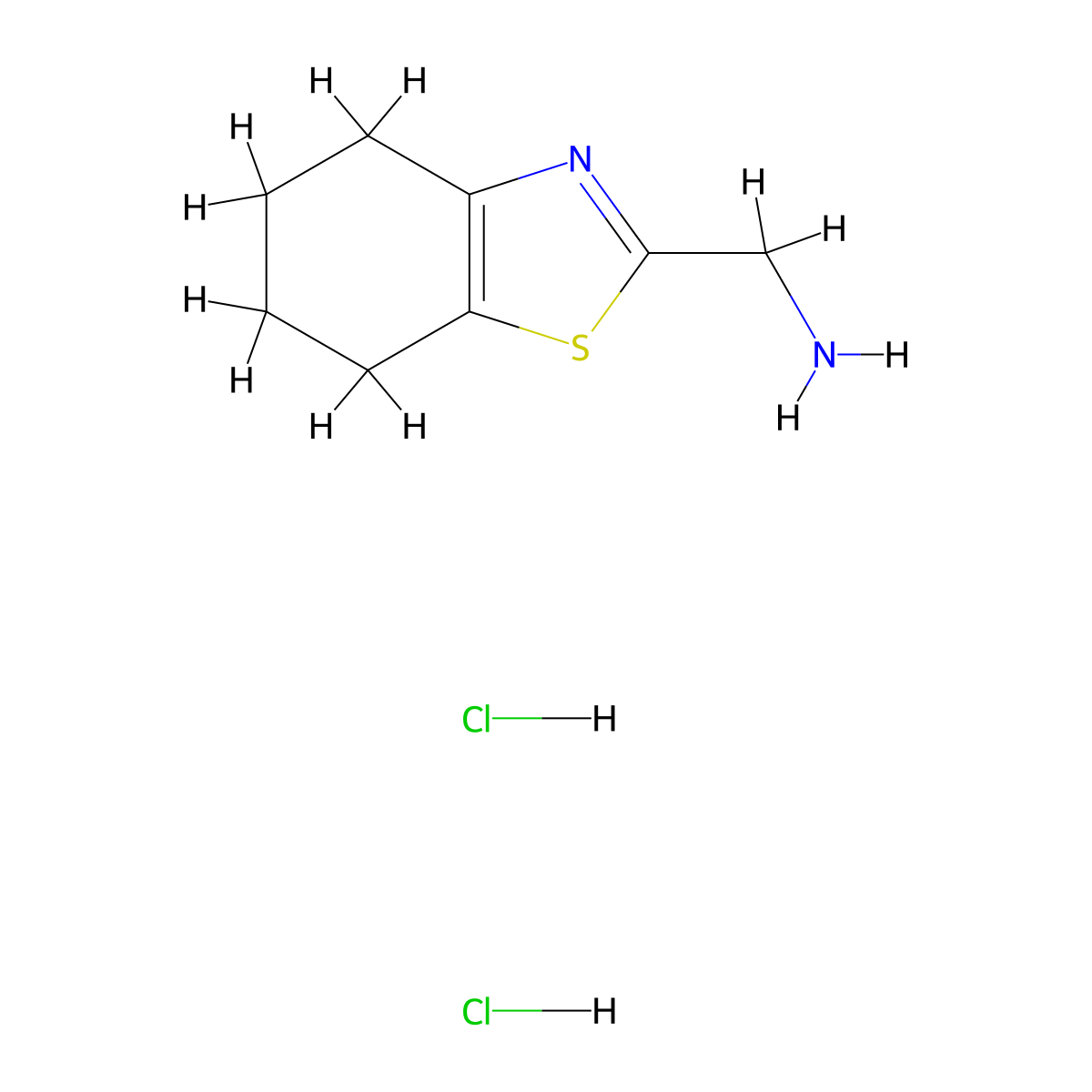 4,5,6,7-Tetrahydro-1,3-benzothiazol-2-ylmethanamine dihydrochloride molecular structure, CAS 1240528-53-3