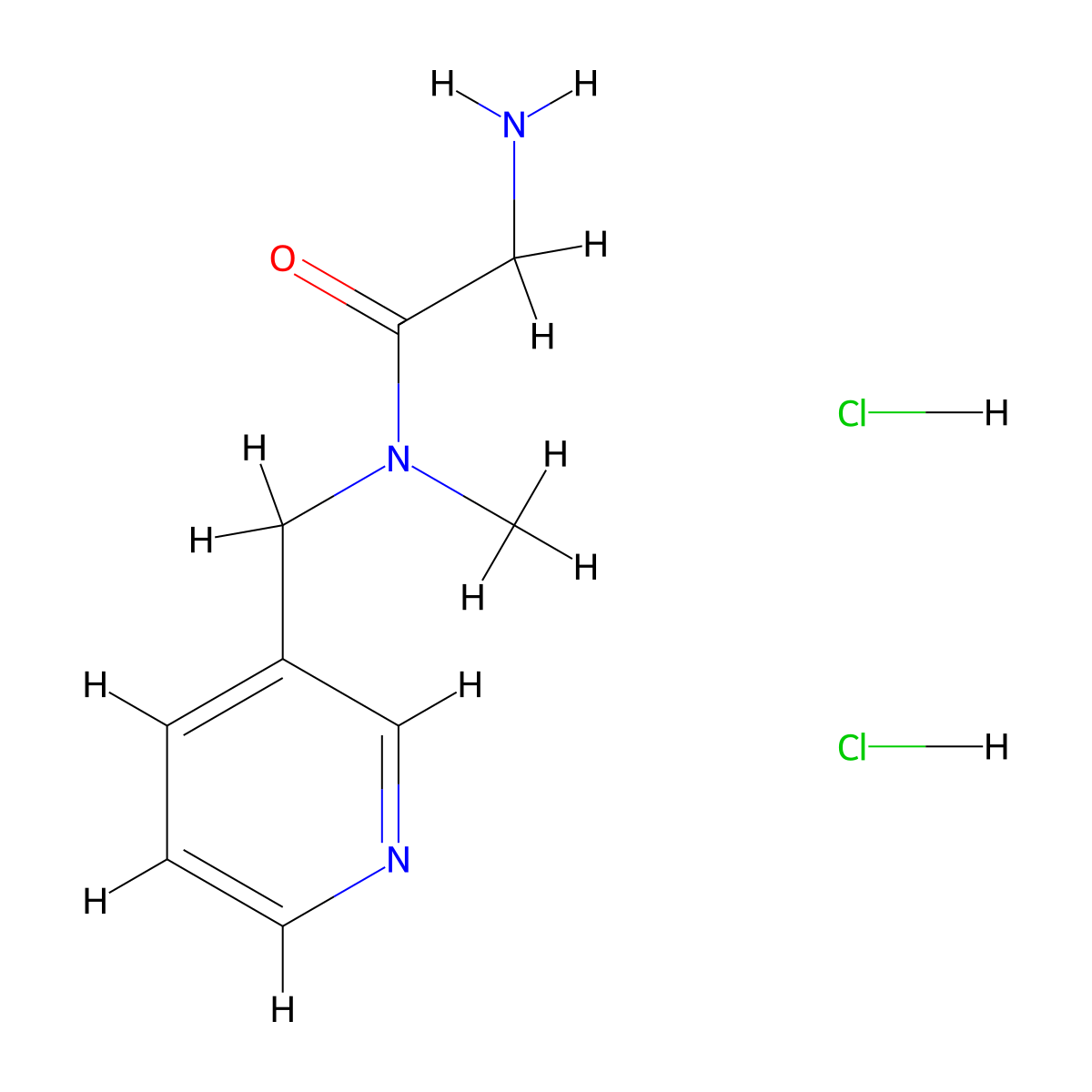 2-amino-N-methyl-N-(pyridin-3-ylmethyl)acetamide dihydrochloride molecular structure, CAS 1240528-55-5