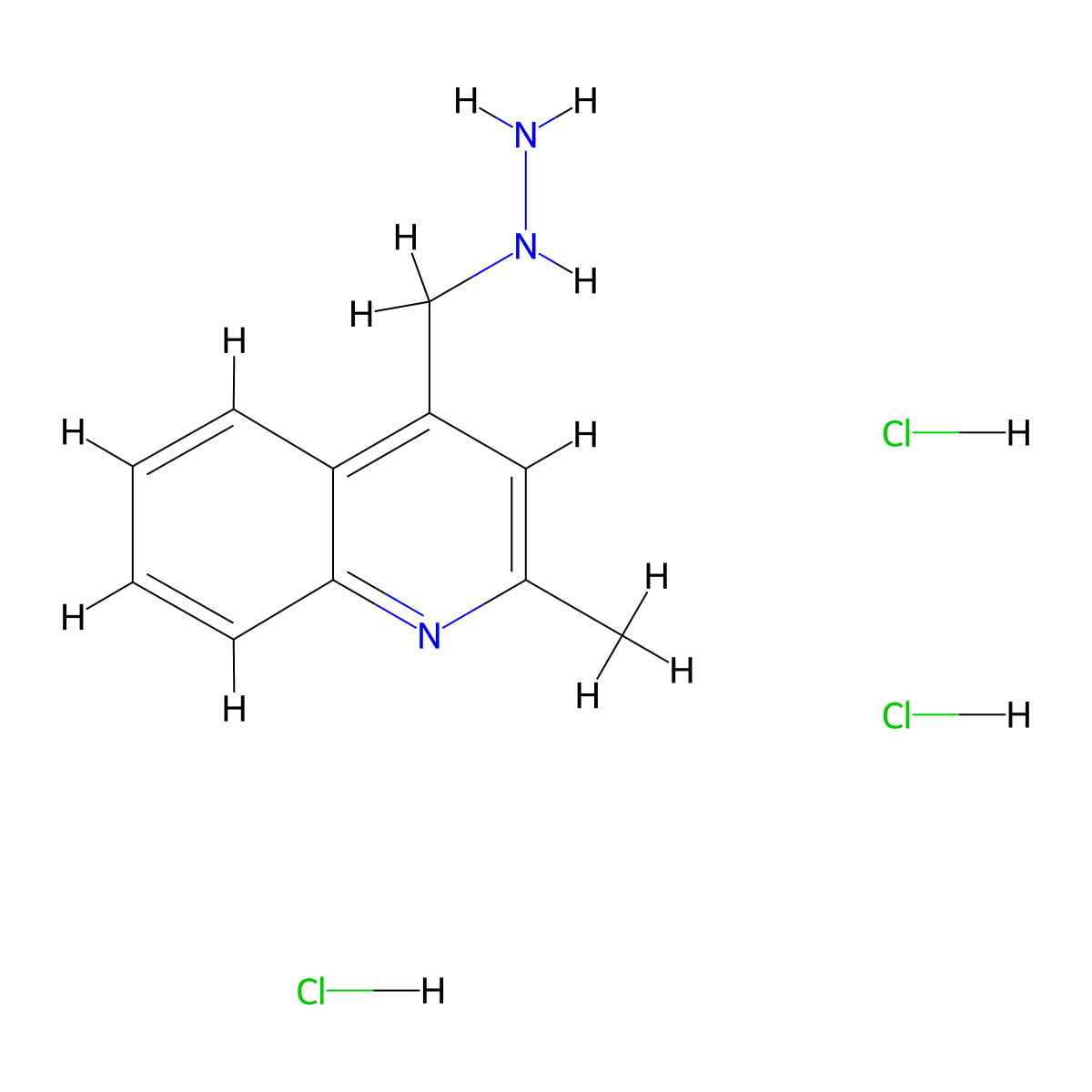 4-(Hydrazinylmethyl)-2-methylquinoline trihydrochloride molecular structure, CAS 1240528-56-6