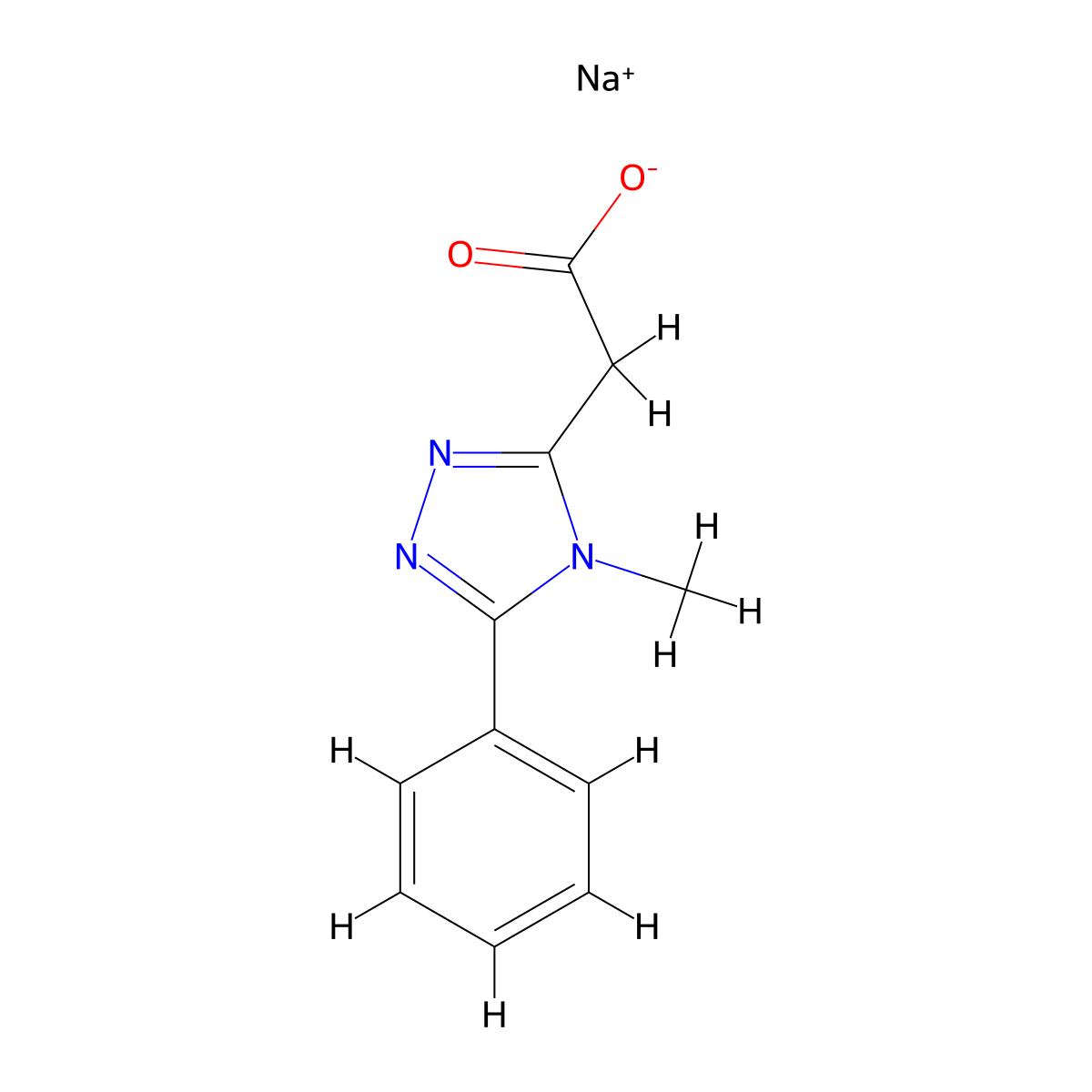sodium 2-(4-methyl-5-phenyl-4H-1,2,4-triazol-3-yl)acetate molecular structure, CAS 1240528-61-3