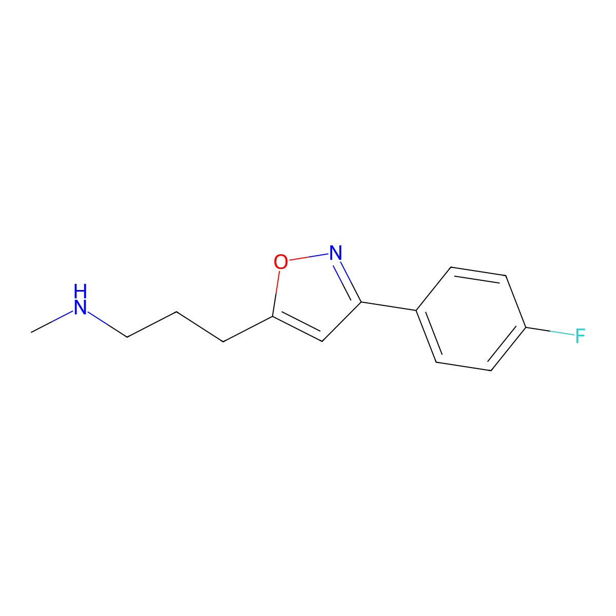 (3-(3-(4-Fluorophenyl)-1,2-oxazol-5-yl)propyl)(methyl)amine molecular structure, CAS 1240528-64-6