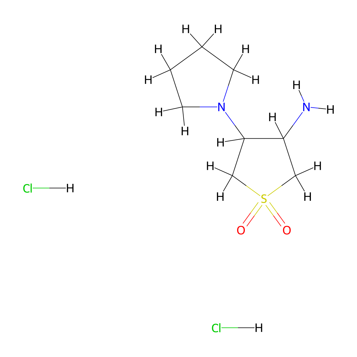 3-Amino-4-(pyrrolidin-1-yl)-1lambda6-thiolane-1,1-dione dihydrochloride molecular structure, CAS 1240528-69-1