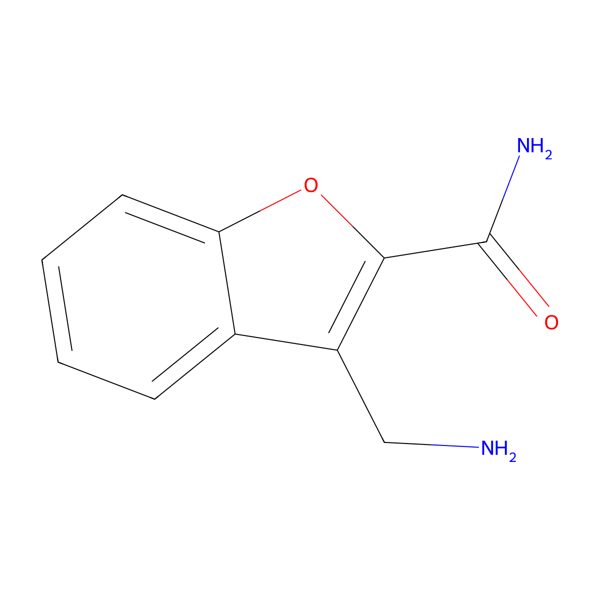 3-(Aminomethyl)-1-benzofuran-2-carboxamide molecular structure, CAS 1240528-73-7