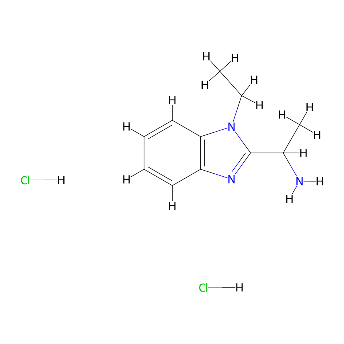 1-(1-ethyl-1H-1,3-benzodiazol-2-yl)ethan-1-amine dihydrochloride molecular structure, CAS 1240528-74-8