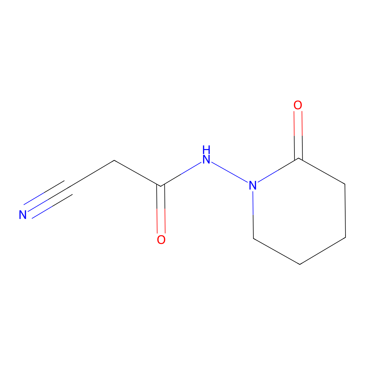 2-cyano-N-(2-oxopiperidin-1-yl)acetamide molecular structure, CAS 1240528-88-4