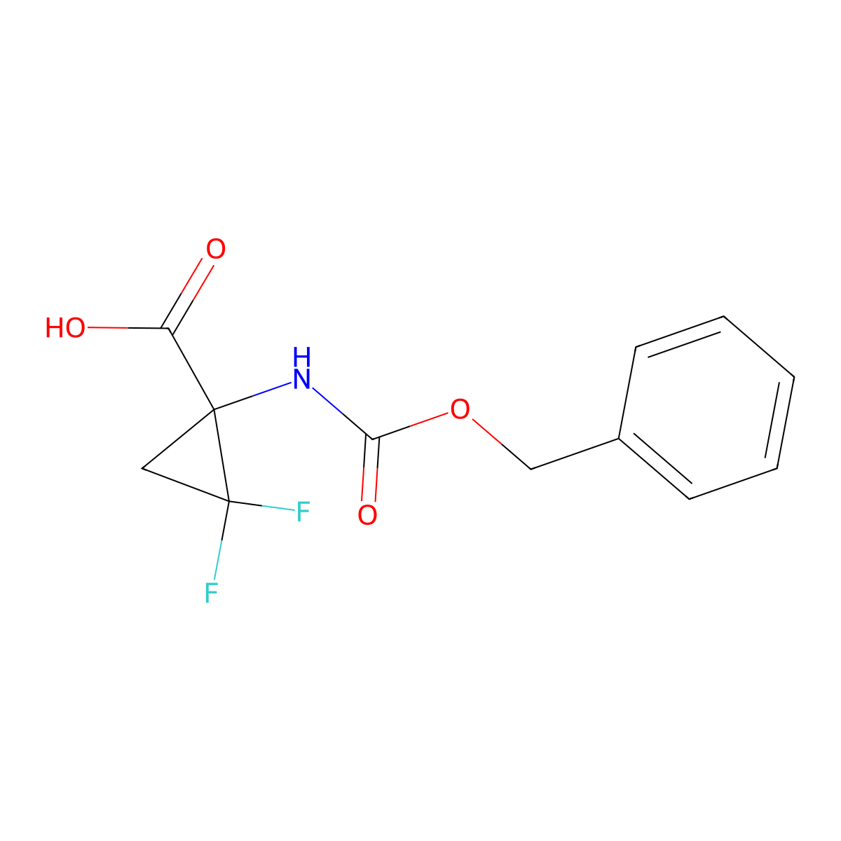 1-{[(Benzyloxy)carbonyl]amino}-2,2-difluorocyclopropane-1-carboxylic acid molecular structure, CAS 1240528-90-8
