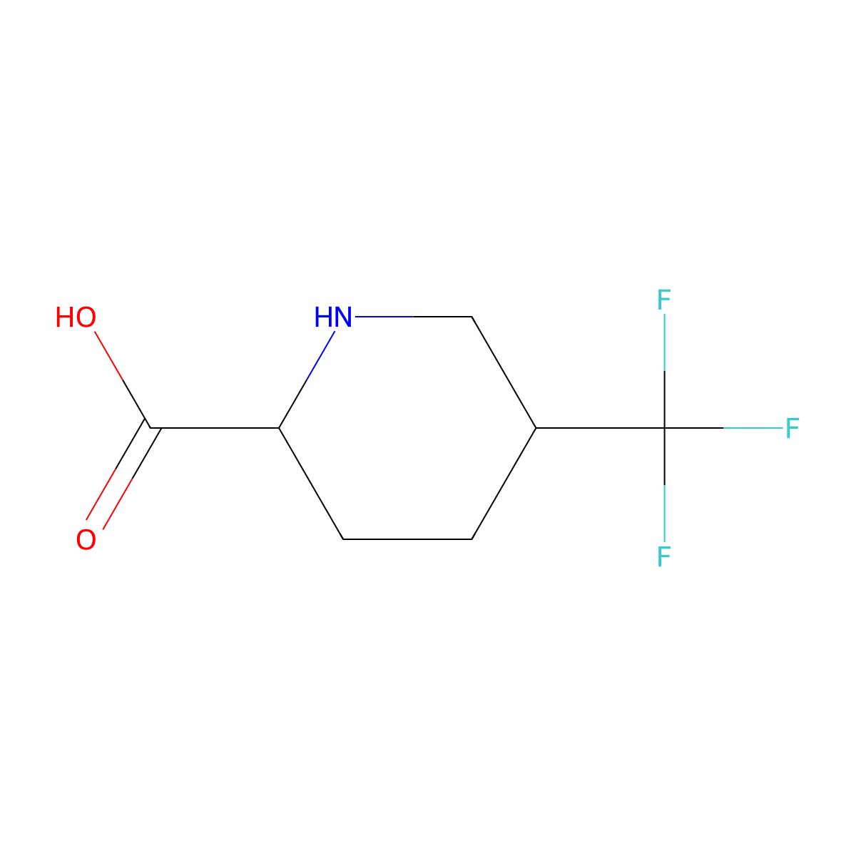 (2S,5S)-5-(trifluoromethyl)piperidine-2-carboxylic acid molecular structure, CAS 1240528-95-3