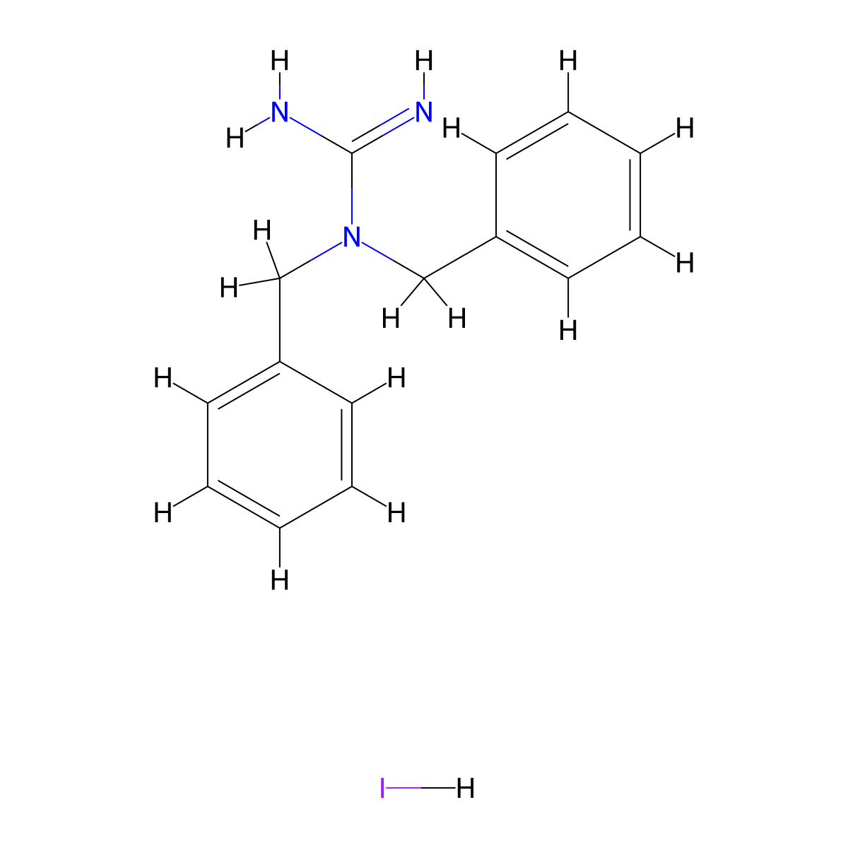 1,1-Dibenzylguanidine hydroiodide molecular structure, CAS 1240528-96-4